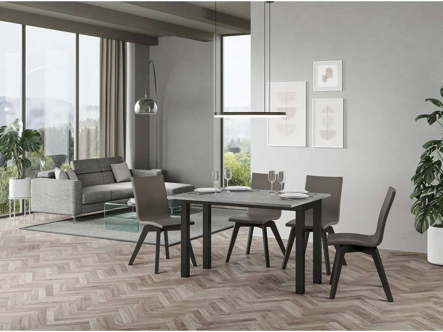 Mesa tipo libro 120x45/90 cm Everyday Double Cemento estructura Antracita