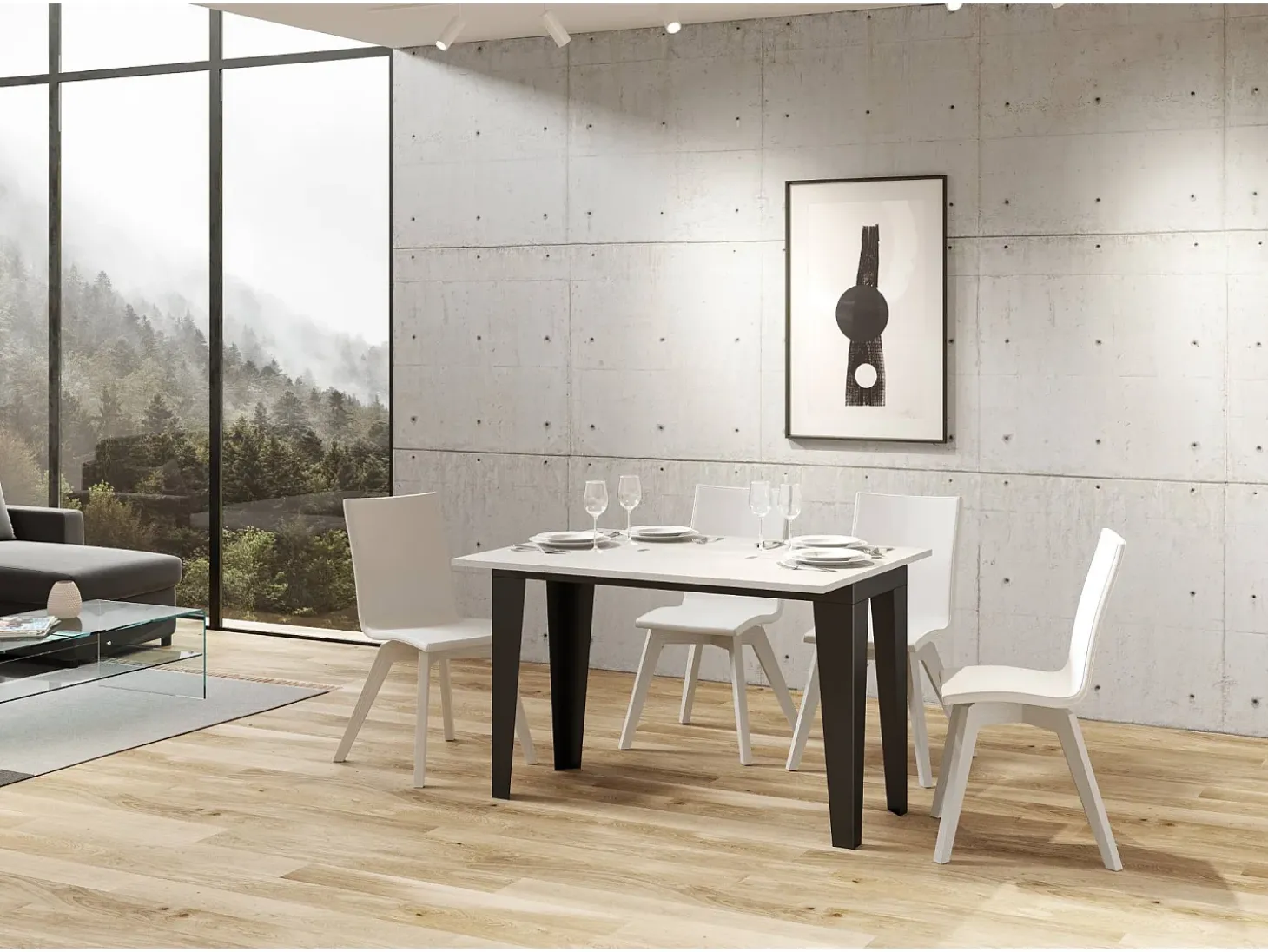 Mesa tipo libro 120x45/90 cm Flame Double Fresno Blanco estructura Antracita