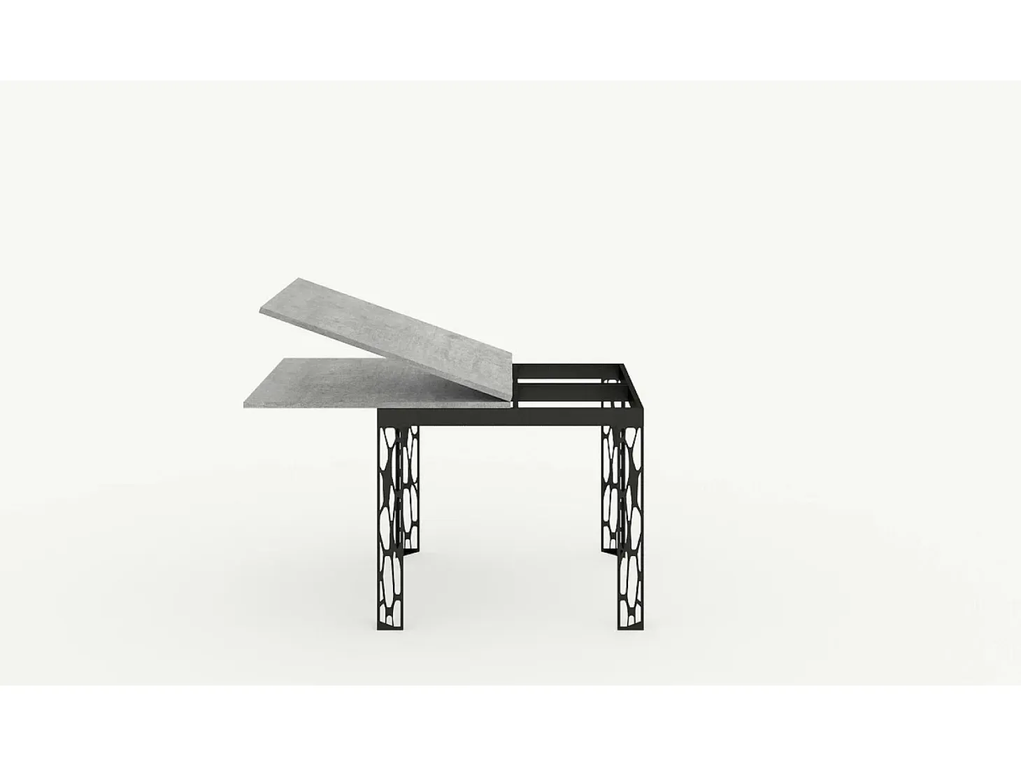 Mesa tipo libro 90x90/180 cm Ghibli Libra Cemento estructura Antracita
