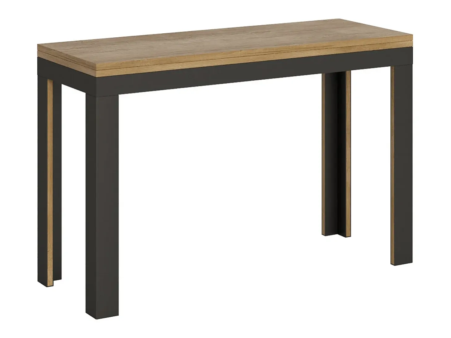 Mesa tipo libro 120/200x45/90 cm Linea Double Roble Natural estructura Antracita