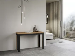 Mesa tipo libro 120/200x45/90 cm Linea Double Roble Natural estructura Antracita