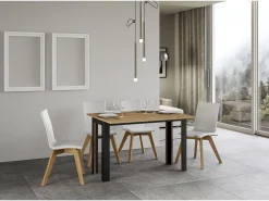 Mesa tipo libro 120/200x45/90 cm Linea Double Roble Natural estructura Antracita