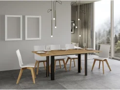 Mesa tipo libro 120/200x45/90 cm Linea Double Roble Natural estructura Antracita