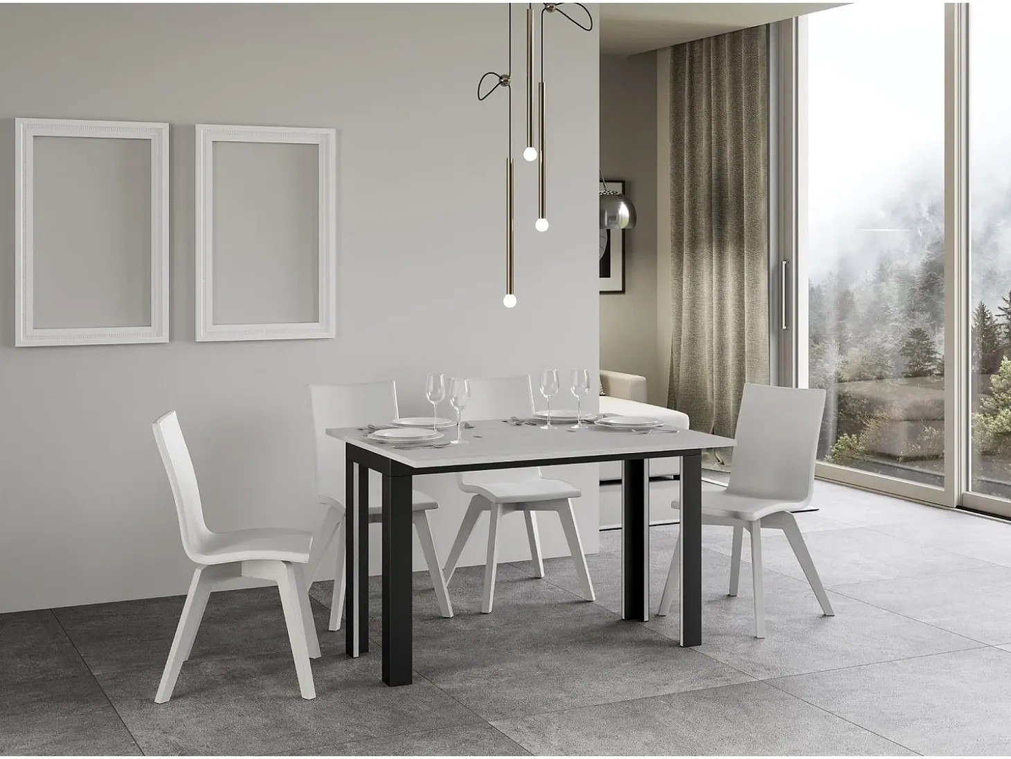 Mesa tipo libro 120x45/90 cm Linea Double Fresno Blanco estructura Antracita