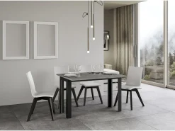 Mesa tipo libro 120/200x45/90 cm Linea Double Cemento estructura Antracita
