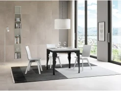 Mesa tipo libro 90x90/180 cm Paxon Libra Fresno Blanco estructura Antracita