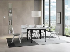 Mesa tipo libro 90x90/180 cm Paxon Libra Fresno Blanco estructura Antracita