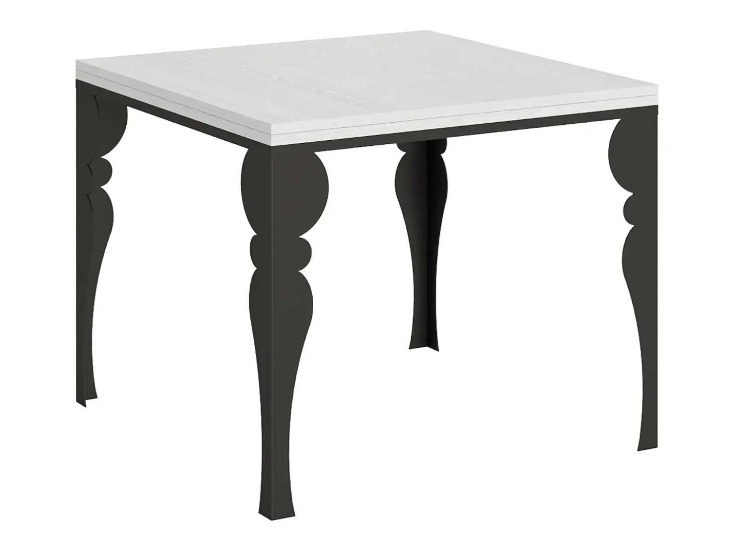 Mesa tipo libro 90x90/180 cm Paxon Libra Fresno Blanco estructura Antracita