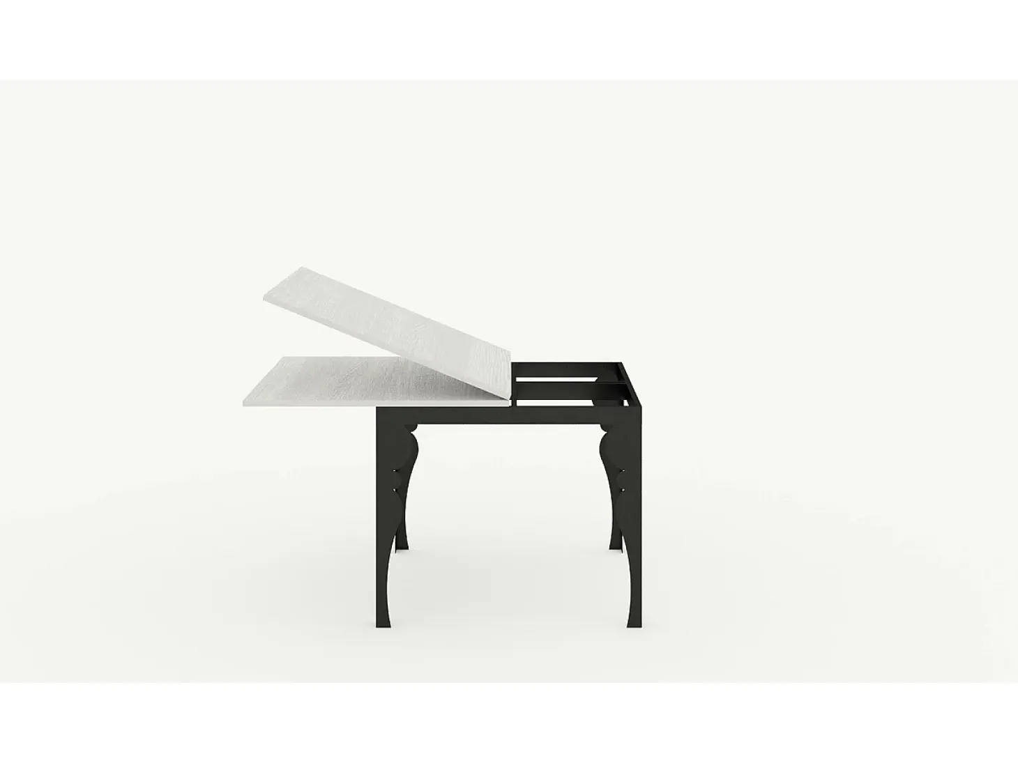Mesa tipo libro 90x90/180 cm Paxon Libra Fresno Blanco estructura Antracita