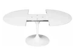 Mesa tulipán oval extensible 160/220 cm negro mate-Color de la bandeja Blanco mate-Anchura 170/230 cm-Color de los pies Blanco brillante