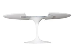Mesa tulipán oval extensible 160/220 cm negro mate-Color de la bandeja Blanco mate-Anchura 170/230 cm-Color de los pies Blanco brillante