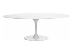 Mesa tulipán oval extensible 160/220 cm negro mate-Color de la bandeja Blanco mate-Anchura 160/220 cm-Color de los pies Blanco brillante