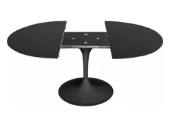 Mesa tulipán oval extensible 160/220 cm negro mate-Color de la bandeja Negro mate-Anchura 170/230 cm-Color de los pies Negro brillante
