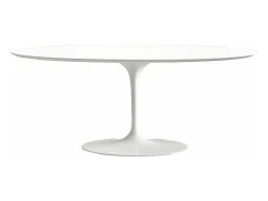 Mesa tulipán ovalada negro mate con base negro mate 225 cm-Color de la bandeja Blanco mate-Anchura 180 cm-Color de los pies Blanco mate