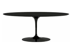Mesa tulipán ovalada negro mate con base negro mate 225 cm-Color de la bandeja Negro mate-Anchura 200 cm-Color de los pies Negro mate
