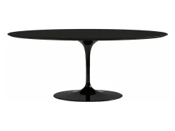 Mesa tulipán ovalada negro mate con base negro mate 225 cm-Color de la bandeja Negro mate-Anchura 240 cm-Color de los pies Negro brillante