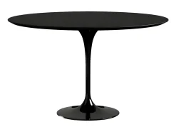 Mesa tulipán redonda 140 cm blanco mate-Color de la bandeja Negro mate-Diámetro 130 cm-Color de los pies Negro mate