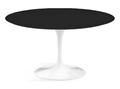 Mesa tulipán redonda 140 cm blanco mate-Color de la bandeja Negro mate-Diámetro 130 cm-Color de los pies Negro mate