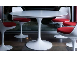 Mesa tulipán redonda 140 cm blanco mate-Color de la bandeja Blanco mate-Diámetro 140 cm-Color de los pies Blanco mate