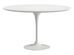 Mesa tulipán redonda 140 cm blanco mate-Color de la bandeja Negro mate-Diámetro 90 cm-Color de los pies Blanco brillante
