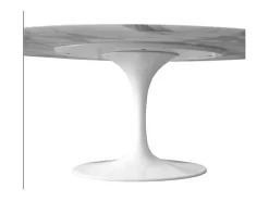 Mesa tulipán redonda, 110 cm, mármol negro, base negro mate-Bandeja Mármol verde alpi-Diámetro 170 cm-Color de los pies Blanco brillante