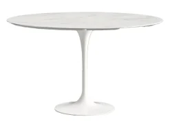 Mesa tulipán redonda, 110 cm, mármol negro, base negro mate-Bandeja Mármol negro de Marquinia-Diámetro 130 cm-Color de los pies Blanco brillante
