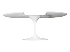Mesa tulipán redonda extensible de gama alta-Color de la bandeja Negro brillante-Anchura 100/145 cm-Color de los pies Negro brillante