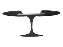 Mesa tulipán redonda extensible de gama alta-Color de la bandeja Blanco mate-Anchura 93/138 cm-Color de los pies Blanco brillante