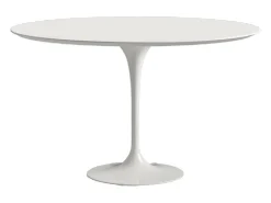 Mesa tulipán redonda extensible de gama alta-Color de la bandeja Negro mate-Anchura 93/138 cm-Color de los pies Negro brillante