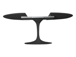 Mesa tulipán redonda extensible de gama alta-Color de la bandeja Negro mate-Anchura 93/138 cm-Color de los pies Negro brillante