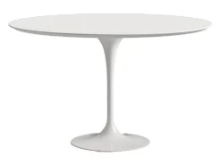 Mesa tulipán redonda extensible de gama alta-Color de la bandeja Negro mate-Anchura 107/152 cm-Color de los pies Negro brillante