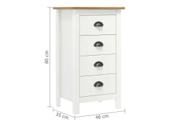 Mesita de noche Hill madera maciza de pino blanco 46x35x49,5 cm