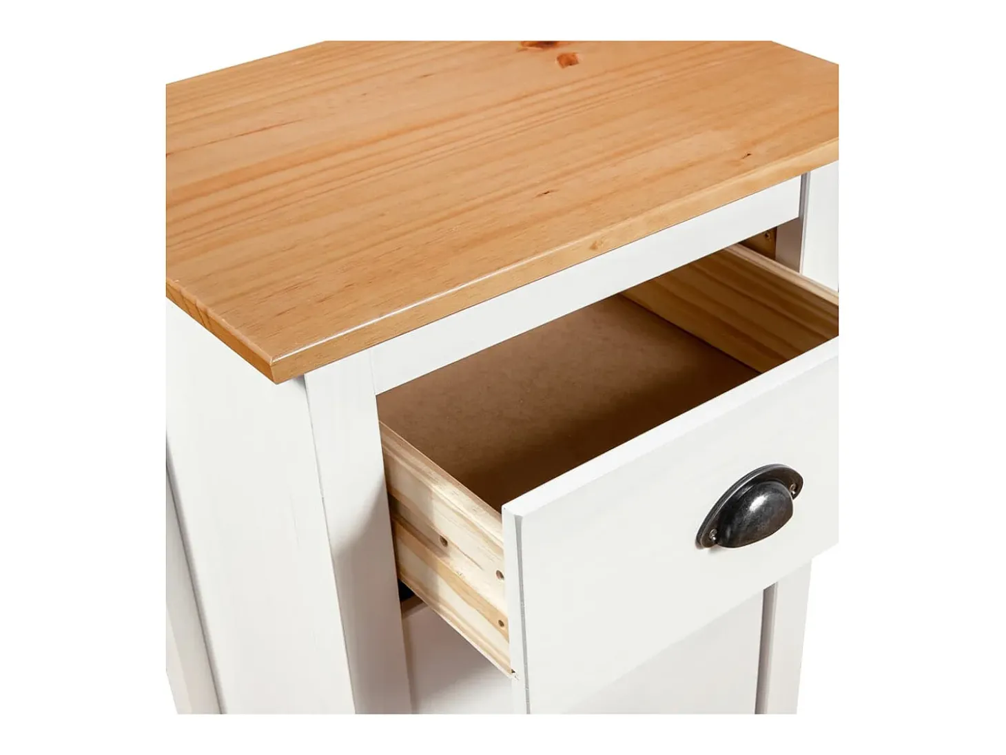 Mesita de noche Hill madera maciza de pino blanco 46x35x49,5 cm