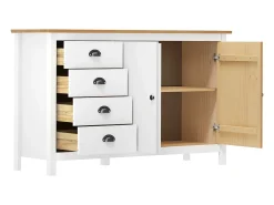 Mesita de noche Hill madera maciza de pino blanco 130x40x80 cm