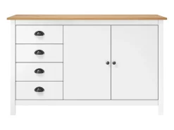 Mesita de noche Hill madera maciza de pino blanco 130x40x80 cm