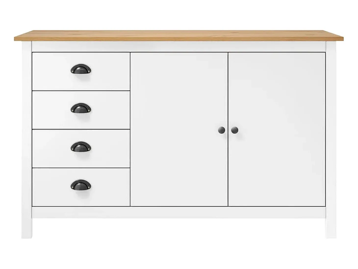 Mesita de noche Hill madera maciza de pino blanco 130x40x80 cm