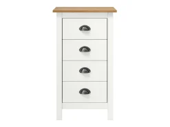 Mesita de noche Hill madera maciza de pino blanco 46x35x49,5 cm ES498574