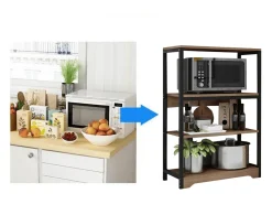 Meyvaser Estantería de Cocina con Marco de Metal Negro, Estante Industrial para microondas 60x30x100 Cm