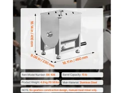 Mezcladora de Carne SucceBuy, Manual con Depósito Fijo de 15 L de Acero Inoxidable para Carne Picada