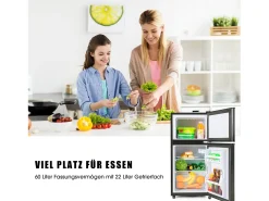 Mini Frigorífico - Congelador 22L + Frigorífico 38L - 42x45,5x86,8cm - 172 kWh/año, Luz LED - Clase F - Negro