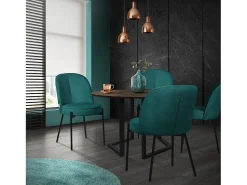 ML-Design 6 Sillas de comedor redondas azul petrol poliéster tapizado con patas de metal asiento acolchado con respaldo diseño atemporal ergonómico