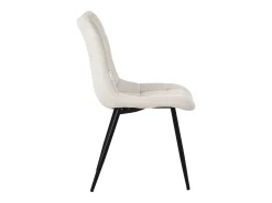 ML-Design Silla de comedor juego de 4 piezas Beige, Silla de salón con tapicería de tela y patas de metal negro
