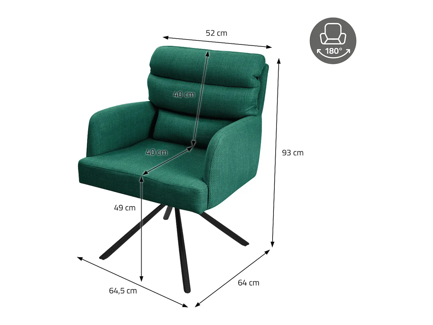 ML-Design Silla de Comedor Verde Oscuro, Posición Carros Giratorios