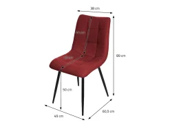 ML-Design Silla de comedor set de 4 piezas rojo, Silla de salón con tapicería de tela y patas de metal negro