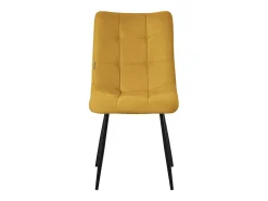 ML-Design Silla de comedor juego de 6 piezas amarillo mostaza, Silla de salón con tapicería de tela y patas de metal negro