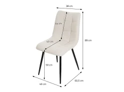 ML-Design Silla de comedor juego de 6 piezas Beige, Silla de salón con tapicería de tela y patas de metal negro
