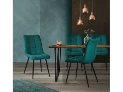 ML-Design Silla de comedor 4 piezas petróleo, Silla de salón con tapicería de tela
