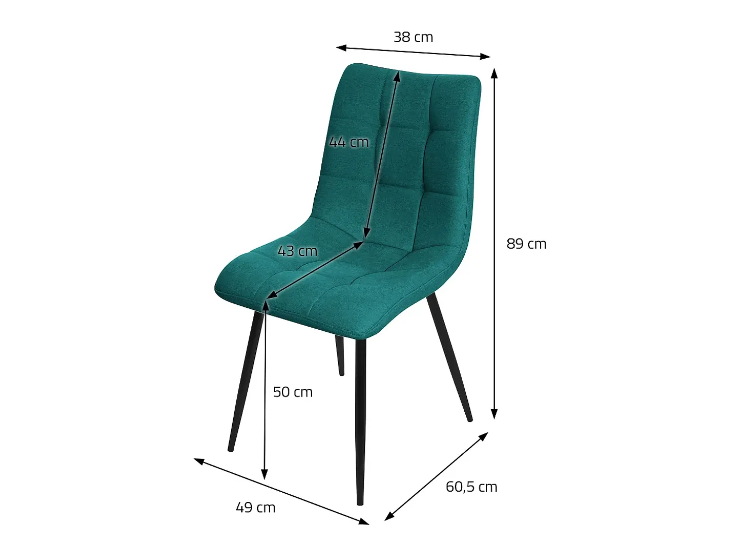 ML-Design Silla de comedor 4 piezas petróleo, Silla de salón con tapicería de tela