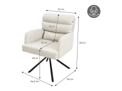 ML-Design Sillas de comedor giratorias juego de 6, Beige, Sillas de salón con reposabrazos y respaldo