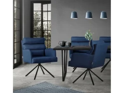 ML-Design Sillas de comedor giratorias, juego de 6, azul oscuro, Sillones con reposabrazos y respaldo